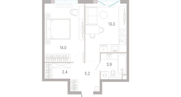 1-к. квартира, 39&nbsp;м²