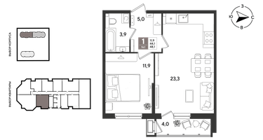 1-к. квартира, 47&nbsp;м²