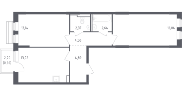 2-к. квартира, 58&nbsp;м²