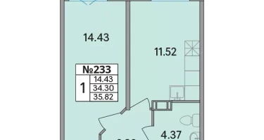1-к. квартира, 35&nbsp;м²
