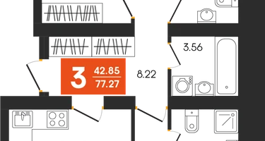 4-к. квартира, 77 м²