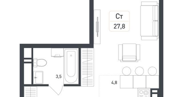 Студия, 28&nbsp;м²