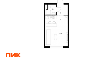 Студия, 23&nbsp;м²