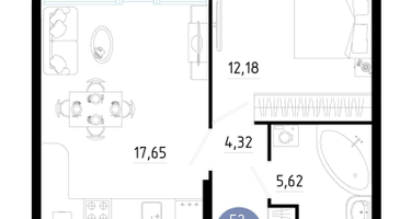 1-к. квартира, 43&nbsp;м²
