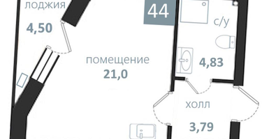 1-к. квартира, 34&nbsp;м²