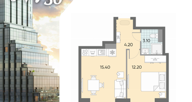 1-к. квартира, 34 м²