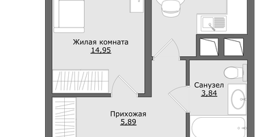 1-к. квартира, 34&nbsp;м²