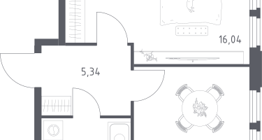 1-к. квартира, 37&nbsp;м²