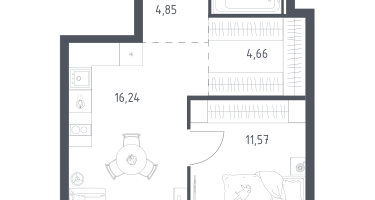 1-к. квартира, 40&nbsp;м²