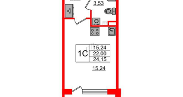 Студия, 22 м²