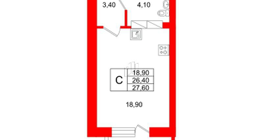Студия, 28&nbsp;м²