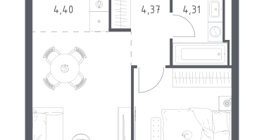 Студия, 38&nbsp;м²