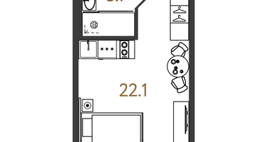 Студия, 25&nbsp;м²