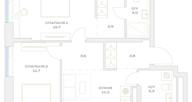 3-к. квартира, 60&nbsp;м²