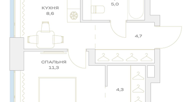 1-к. квартира, 33&nbsp;м²