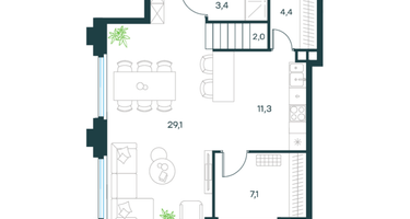 4-к. квартира, 121&nbsp;м²