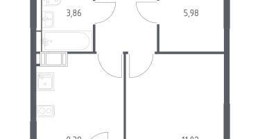 1-к. квартира, 36&nbsp;м²