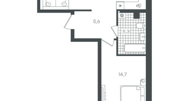 1-к. квартира, 52&nbsp;м²