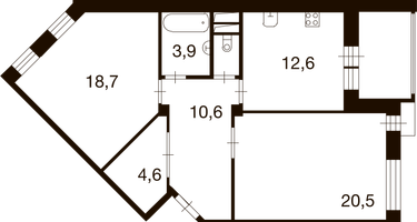 2-к. квартира, 72&nbsp;м²