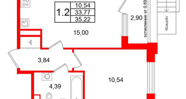 1-к. квартира, 33&nbsp;м²