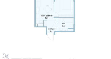 1-к. квартира, 41 м²