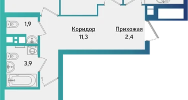 3-к. квартира, 74&nbsp;м²