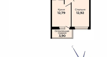 1-к. квартира, 37&nbsp;м²