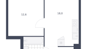 1-к. квартира, 41 м²