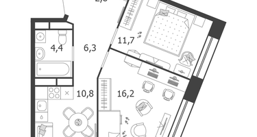 2-к. квартира, 51&nbsp;м²
