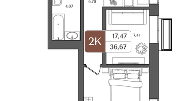 2-к. квартира, 36&nbsp;м²