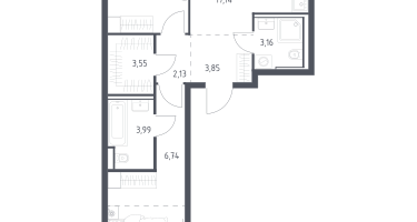 2-к. квартира, 63&nbsp;м²