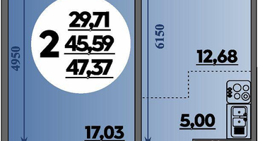 2-к. квартира, 47 м²