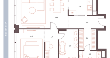 2-к. квартира, 81&nbsp;м²