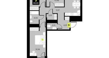 3-к. квартира, 80 м²