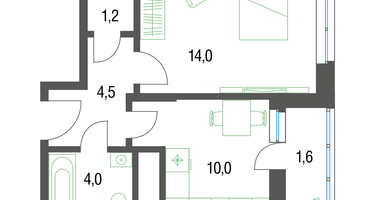 1-к. квартира, 35&nbsp;м²
