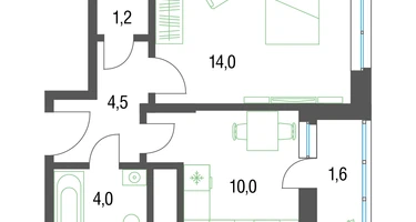 1-к. квартира, 35&nbsp;м²