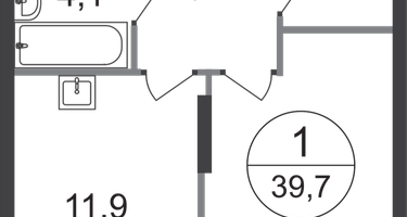 1-к. квартира, 39 м²