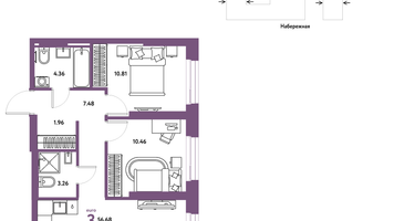 3-к. квартира, 56 м²