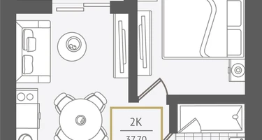 2-к. квартира, 38&nbsp;м²