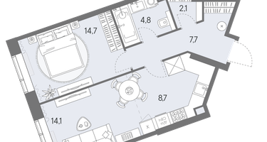 2-к. квартира, 52 м²