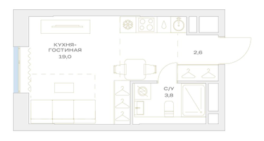 Студия, 25&nbsp;м²