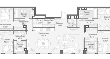 4-к. квартира, 187 м²