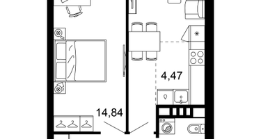 2-к. квартира, 44&nbsp;м²