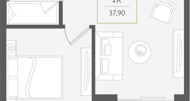 1-к. квартира, 37&nbsp;м²