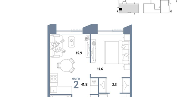 2-к. квартира, 41 м²