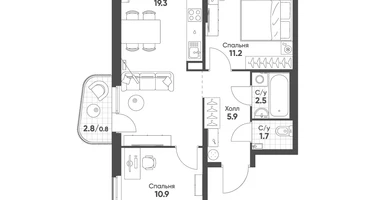 2-к. квартира, 52 м²