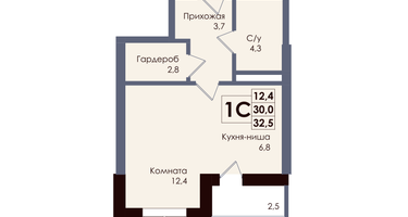 Студия, 31 м²