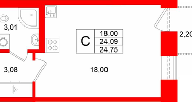 Студия, 24&nbsp;м²