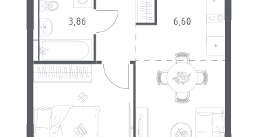 Студия, 34&nbsp;м²