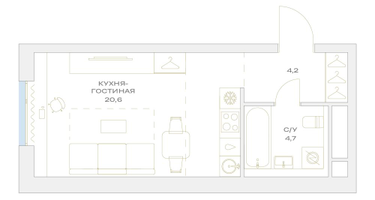 Студия, 29&nbsp;м²